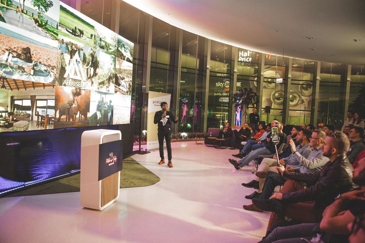 Afroseek presenting its travel app to a live audience